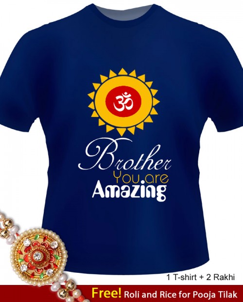 Special Rakhi T-shirt For Brother- Blue-7-c