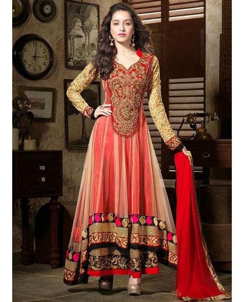 Shraddha Kapoor Red Net Anarkali Suit