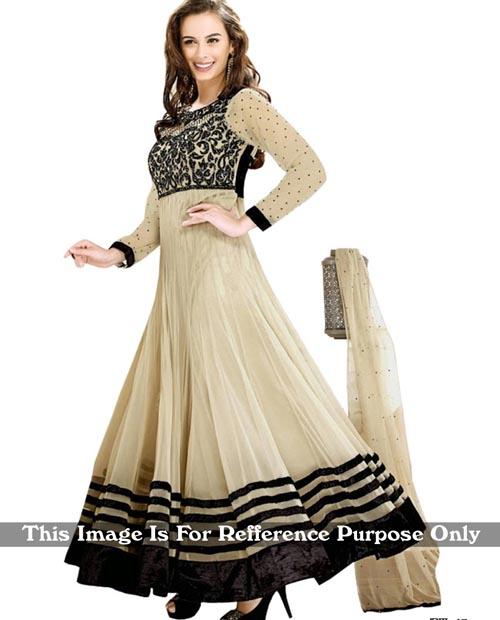 KMOZI Cream Latest Designer Anarkali Suit 