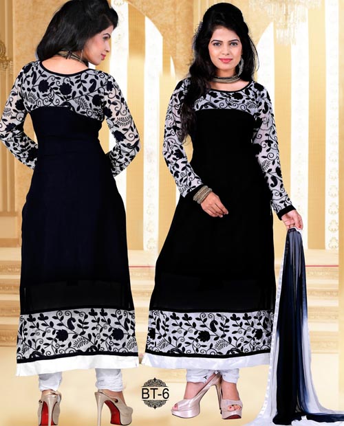 KMOZI Black  Fancy Designer Dress Material