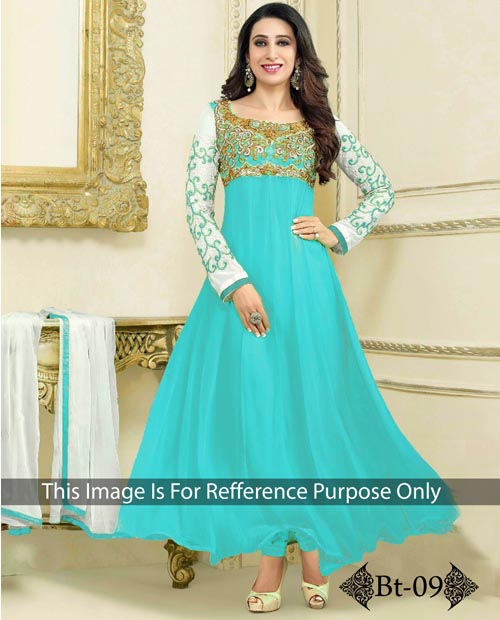 KMOZI Light Blue Embrodaried Designer Anarkali Suit 