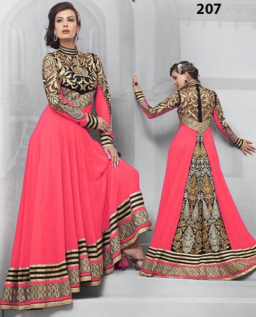 KMOZI Peach Gorgeous Floor Touch Anarkali Suit