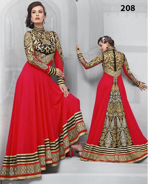 KMOZI Red Gorgeous Floor Touch Anarkali Suit