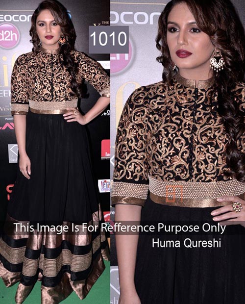 KMOZI Huma Qureshi Black Floor Length Anarkali At IIFA Awards