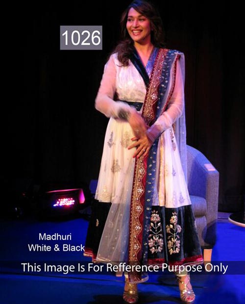 KMOZI Madhuri White&Black  Designer Anarkali Suit 