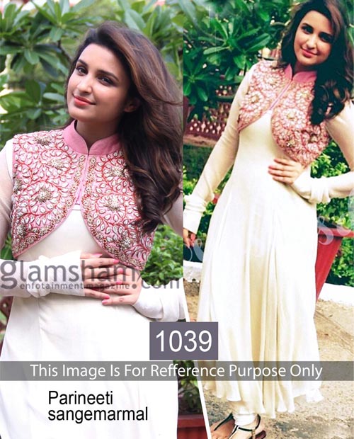 KMOZI Parineeti White Georgette Anarkali