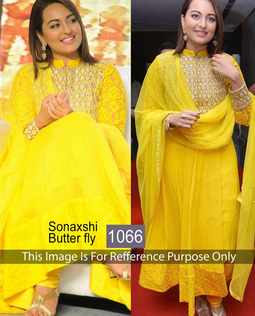 KMOZI SONAXSHI YELLOW GORGETTE ANARKALI SUIT