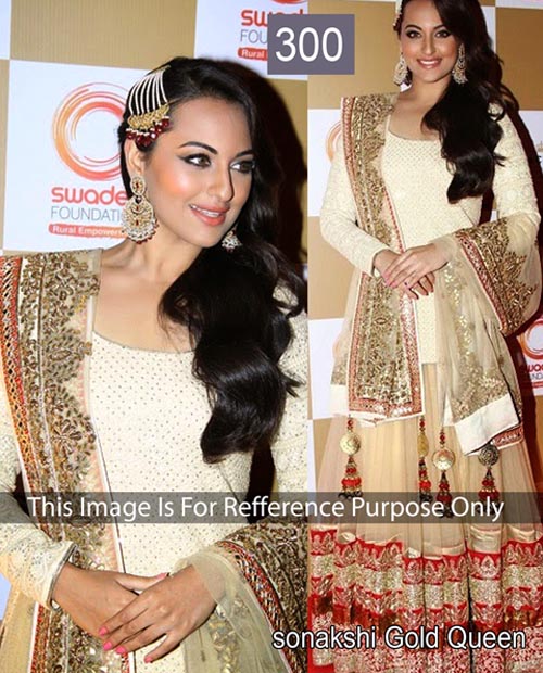 KMOZI Bollywood Replica Sonakshi Gold Queen Lengha