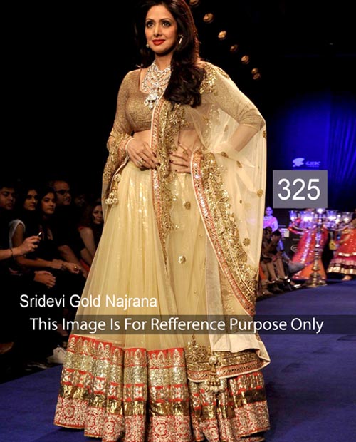 KMOZI Sridevi Gold Designer Lengha Choli