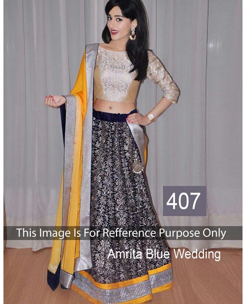 KMOZI Amrita Blue Wedding Designer Lengha Choli