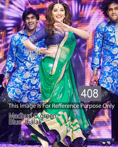 KMOZI Madhuri  Green Blue Jhalak Lengha 