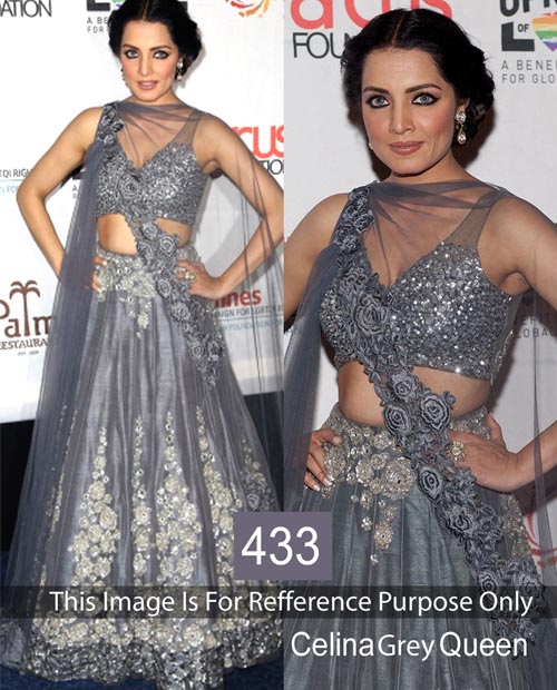 KMOZI Celina Gray Queen Designer Lengha Choli