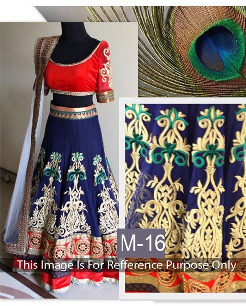 Kmozi Blue And Red Combination Beatifull Lehenga Choli