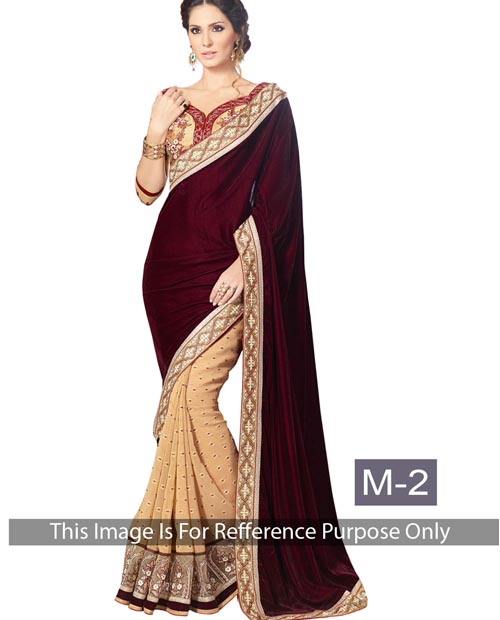 KMOZI DarkPurple And Cream New Arrival Saree