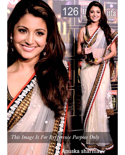 KMOZI Replica Anushka Sharma cream Saree