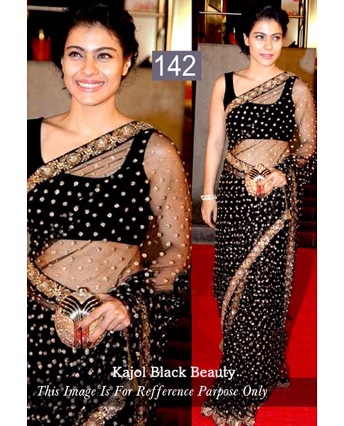 KMOZI Boliywood Replica Kajol Black  Beauty Saree 