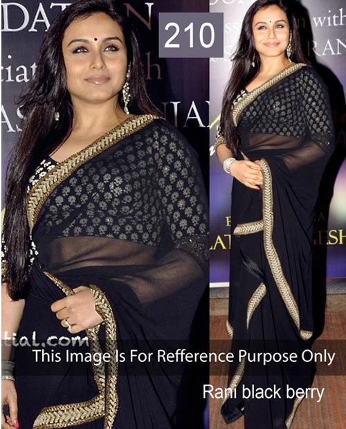 KMOZI Rani Black Berry Bollywood Saree