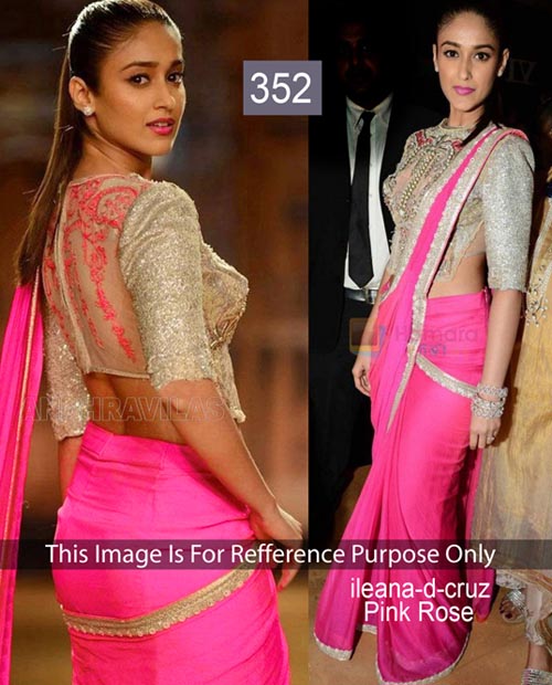 KMOZI Pink Rose Bollywood Fancy Designer Saree