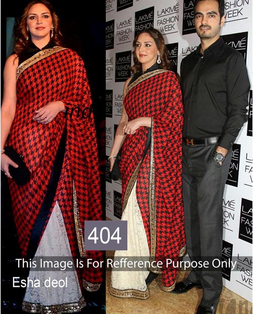 KMOZI Esha Deol Half Printed Designer Saree