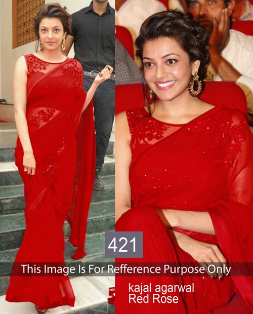 KMOZI Kajal Agrawal Red Fancy Style Saree