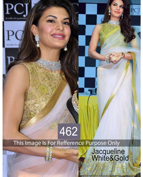 KMOZI Jacqueline White&Gold Fancy New saree