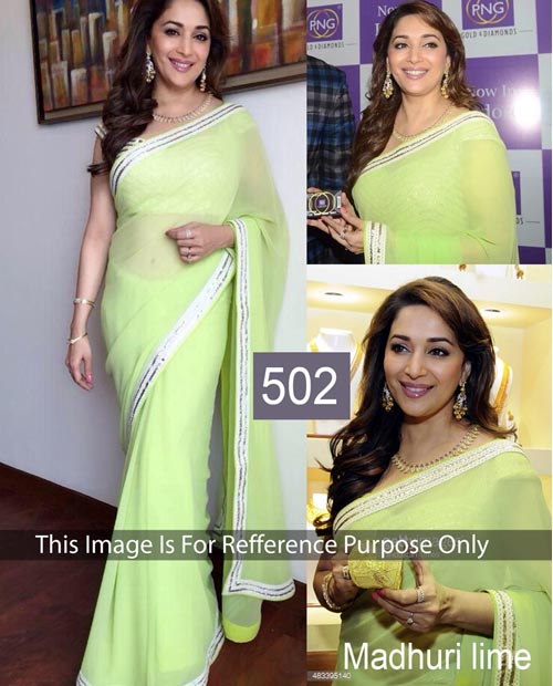 KMOZI Madhuri Lime Beauty Designer Saree