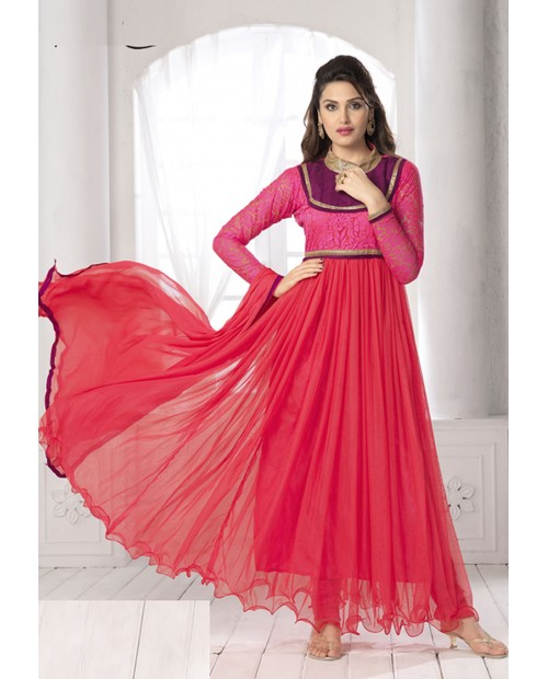 Glossy Dusty Pink Color  Designer Party Wear Anarkali Suit