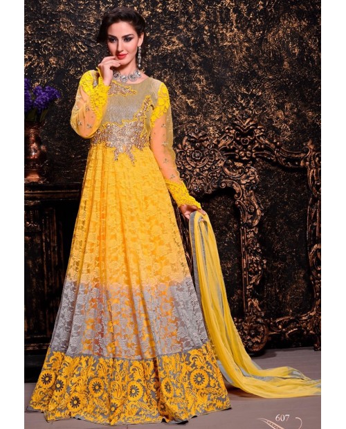 Contemporary  Yellow Color  Designer Wedding Wear Anarkali Suit