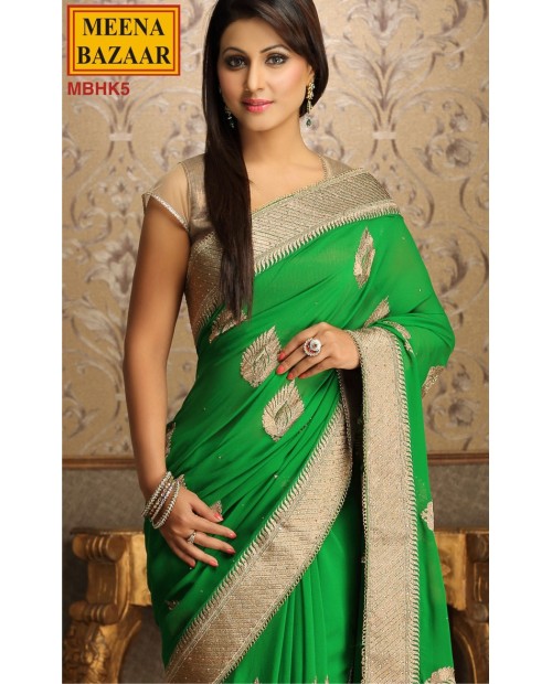 Designeer Peach Embrodered Bollywood Saree