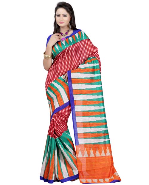 SND Multi Bhagalpuri Silk Printed  Saree- 7379