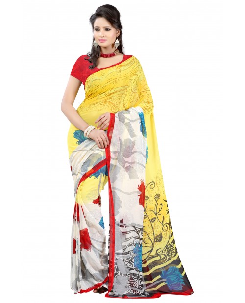 SND Multi Georgette Printed Saree- J.B.-FWS-141b