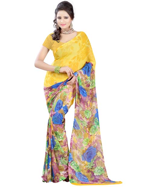 
SND Multi Georgette Printed Saree- J.B.-FWS-143a