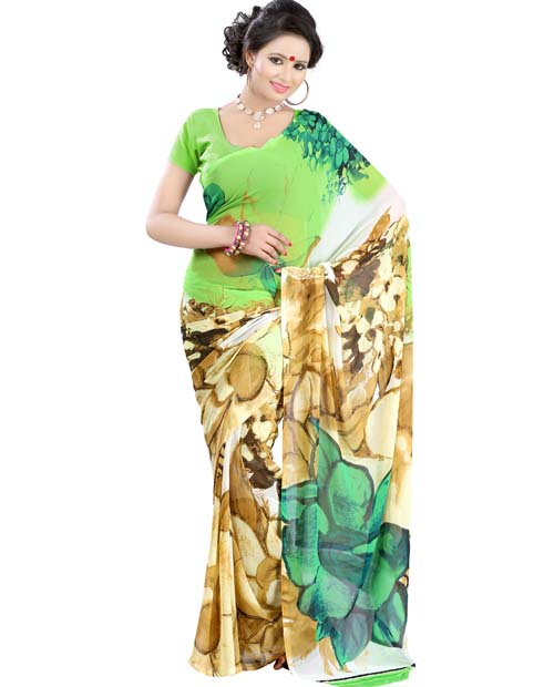 SND Multi Georgette Printed Saree- J.B.-FWS-146b