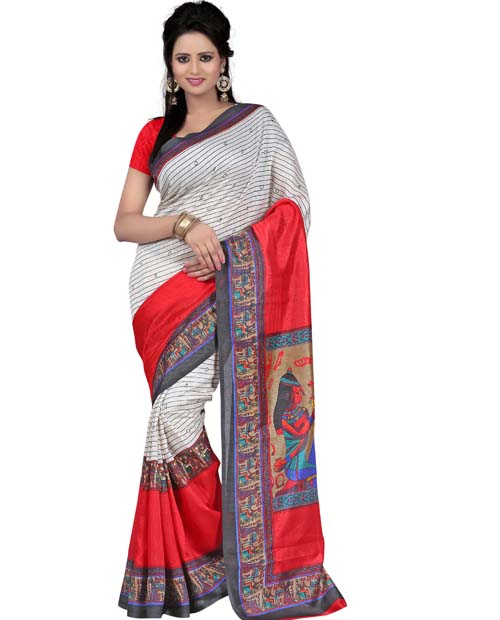 SND Multi Bhagalpuri Silk Printed  Saree- J.B.429b