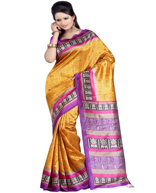 SND Multi Bhagalpuri Silk Printed  Saree- J.B.509d