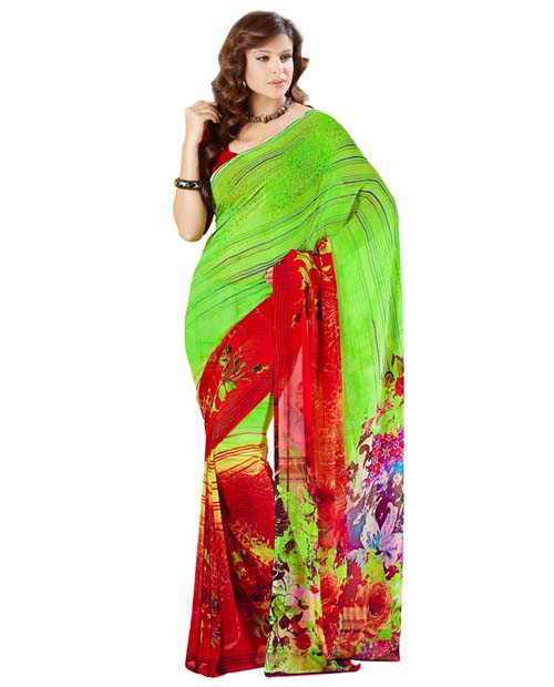 SND Multi Georgette Printed Saree- J.B.524a