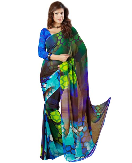 
SND Multi Georgette Printed Saree- J.B.525b