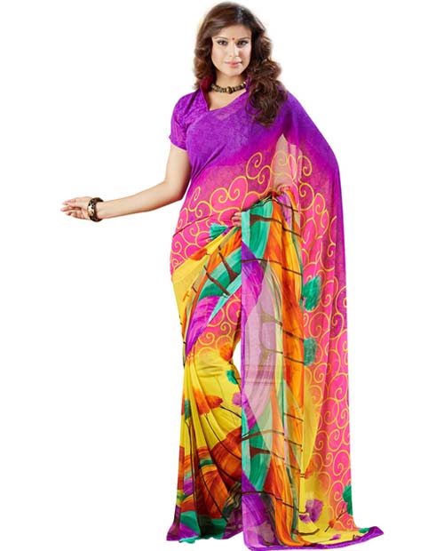 
SND Multi Georgette Printed Saree- J.B.533b