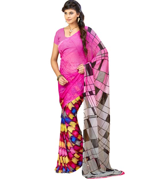 SND Multi Georgette Printed Saree- J.B.539b