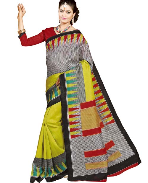 SND Multi Bhagalpuri Silk Printed Saree- JB-1004