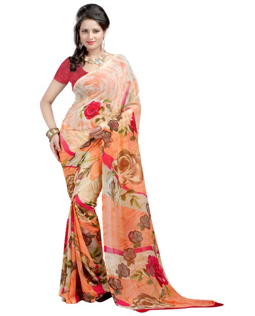 SND Multi Georgette Printed Saree- JB-718