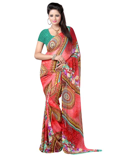 SND Multi Georgette Printed Saree- JB-733b