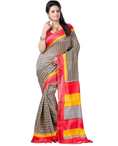 SND Multi Bhagalpuri Silk Printed Saree- JB-FWS-165