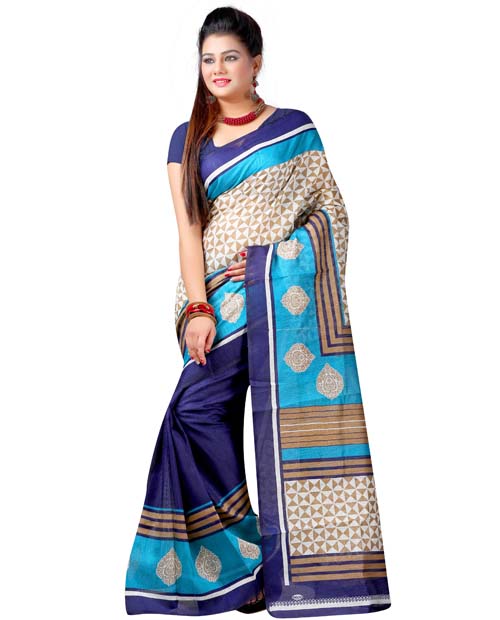 SND Multi Bhagalpuri Silk Printed Saree- JB-FWS-169a