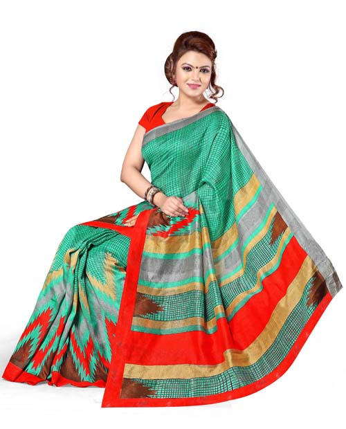 SND Multi Bhagalpuri Silk Printed Saree- JB-FWS-177