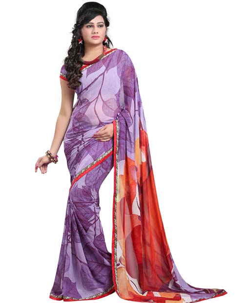 SND Multi Georgette Printed Saree- PL-43A