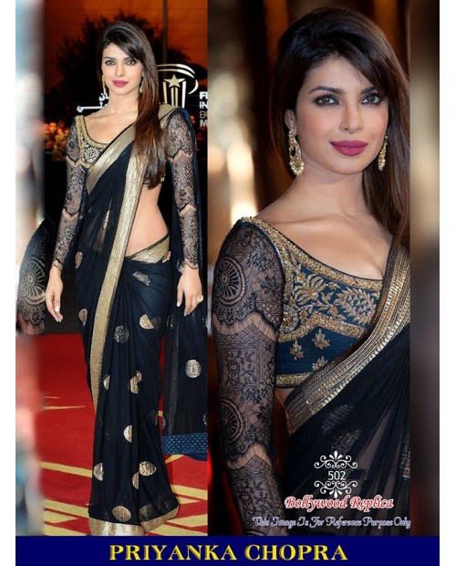 Priyanka chopra Black Replica Saree