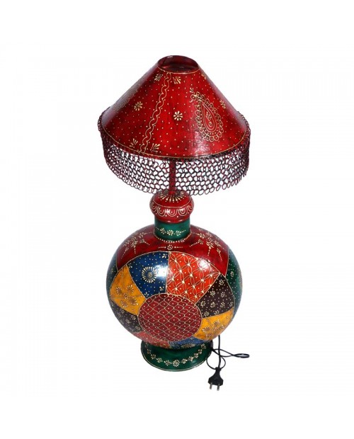 Iron  Table Lamp in Round Shape With Hand Painting 