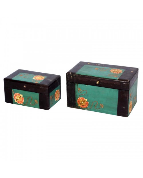  Wooden Boxes With Hand Paint Rakhi Work in Set of Two