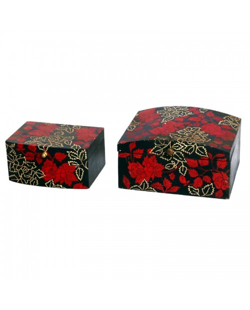 Set of Two Boxes Handpainted Decorative Flowerprint